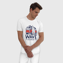 Пижама хлопковая мужская Wave seeker, цвет: белый — фото 2