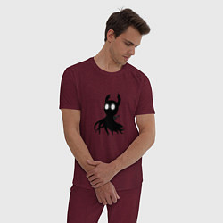 Пижама хлопковая мужская Hollow Knight - маленький призрак, цвет: меланж-бордовый — фото 2