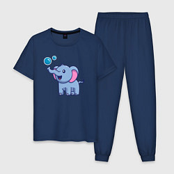 Пижама хлопковая мужская Слоник и пузырьки, цвет: тёмно-синий