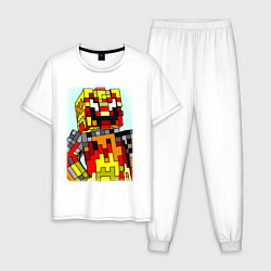 Пижама хлопковая мужская Desondra2024 In Minecraft, цвет: белый