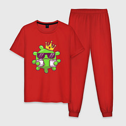Пижама хлопковая мужская Вирус в короне, цвет: красный