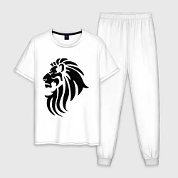 Пижама хлопковая мужская Лев тату, цвет: белый