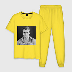 Пижама хлопковая мужская Портрет Владимир Высоцкий, цвет: желтый