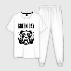 Пижама хлопковая мужская Green Day - rock panda, цвет: белый