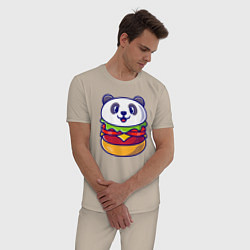 Пижама хлопковая мужская Панда бургер, цвет: миндальный — фото 2