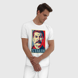 Пижама хлопковая мужская Face Stalin, цвет: белый — фото 2
