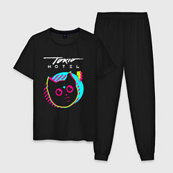 Пижама хлопковая мужская Tokio Hotel rock star cat, цвет: черный