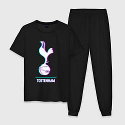 Пижама хлопковая мужская Tottenham FC в стиле glitch, цвет: черный