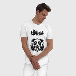 Пижама хлопковая мужская Blink 182 - rock panda, цвет: белый — фото 2
