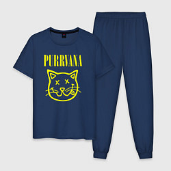Пижама хлопковая мужская Purrvana, цвет: тёмно-синий