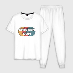 Пижама хлопковая мужская Chicken gun круги, цвет: белый