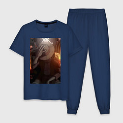 Пижама хлопковая мужская Ван Пис Луффи Монки Д, цвет: тёмно-синий