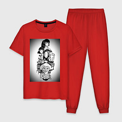 Пижама хлопковая мужская Унесённые призраками Тихиро Огино Хаку, цвет: красный