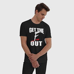 Пижама хлопковая мужская Wwe Get the F Out, цвет: черный — фото 2