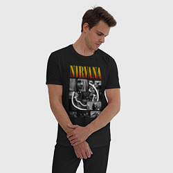 Пижама хлопковая мужская Nirvana kurt krist dave, цвет: черный — фото 2