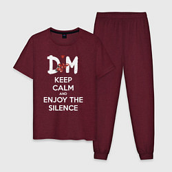 Пижама хлопковая мужская DM keep calm and enjoy the silence, цвет: меланж-бордовый