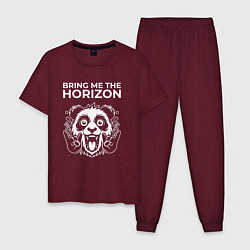 Пижама хлопковая мужская Bring Me the Horizon rock panda, цвет: меланж-бордовый