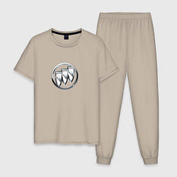 Пижама хлопковая мужская Buick logo металик, цвет: миндальный