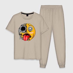 Пижама хлопковая мужская Гипносмайл emoji, цвет: миндальный