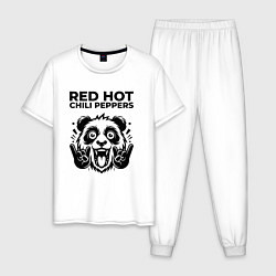 Пижама хлопковая мужская Red Hot Chili Peppers - rock panda, цвет: белый