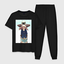 Пижама хлопковая мужская Сёко Нисимия Сёя Исида, цвет: черный
