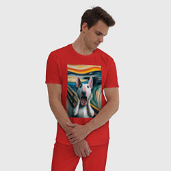 Пижама хлопковая мужская Булли в картине крик - нейросеть, цвет: красный — фото 2