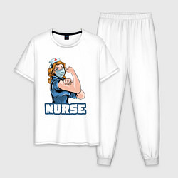 Пижама хлопковая мужская Good nurse, цвет: белый