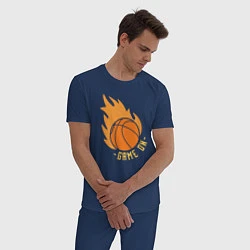 Пижама хлопковая мужская Game on basketball, цвет: тёмно-синий — фото 2