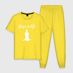Пижама хлопковая мужская Yoga is life, цвет: желтый