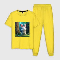 Пижама хлопковая мужская Зайчик на поляне, цвет: желтый