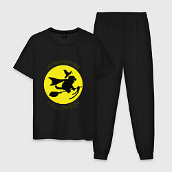 Пижама хлопковая мужская Котошопинг на хэллоуин, цвет: черный