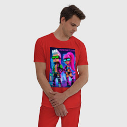 Пижама хлопковая мужская Barbie and Ken - Minecraft 2099 ai art collaborati, цвет: красный — фото 2