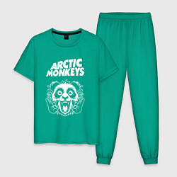 Пижама хлопковая мужская Arctic Monkeys rock panda, цвет: зеленый