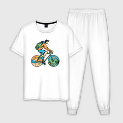 Пижама хлопковая мужская Nature biker, цвет: белый