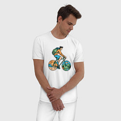 Пижама хлопковая мужская Nature biker, цвет: белый — фото 2