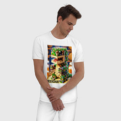 Пижама хлопковая мужская Beersaur - fantasy ai art meme, цвет: белый — фото 2