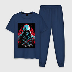 Пижама хлопковая мужская Assassins creed классика, цвет: тёмно-синий