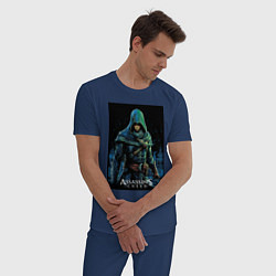 Пижама хлопковая мужская Assassins creed в капюшоне, цвет: тёмно-синий — фото 2