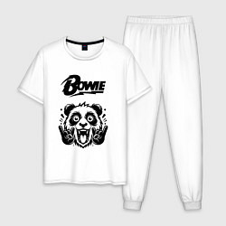 Пижама хлопковая мужская David Bowie - rock panda, цвет: белый