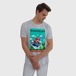 Пижама хлопковая мужская Mario and Minecraft - collaboration pixel art, цвет: меланж — фото 2