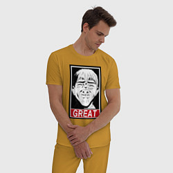 Пижама хлопковая мужская Эйкити Онидзука преподаватель мем, цвет: горчичный — фото 2