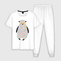 Пижама хлопковая мужская Добрый мишутка, цвет: белый