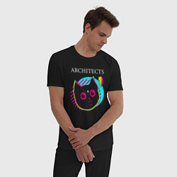 Пижама хлопковая мужская Architects rock star cat, цвет: черный — фото 2