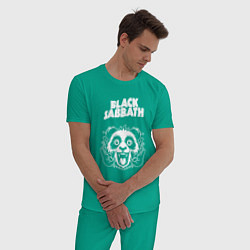 Пижама хлопковая мужская Black Sabbath rock panda, цвет: зеленый — фото 2