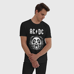 Пижама хлопковая мужская AC DC rock panda, цвет: черный — фото 2
