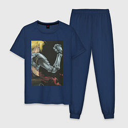Пижама хлопковая мужская Стальной алхимик Эдвард Элрик, цвет: тёмно-синий