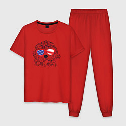 Пижама хлопковая мужская USA dog, цвет: красный