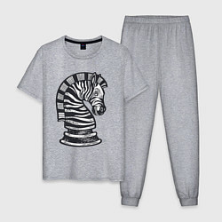 Пижама хлопковая мужская Шахматная зебра, цвет: меланж