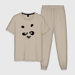 Пижама хлопковая мужская Кунг фу панда силуэт, цвет: миндальный