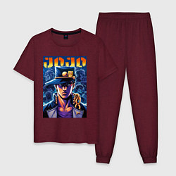 Пижама хлопковая мужская Jojo - Jotaro Kujo ai art, цвет: меланж-бордовый
